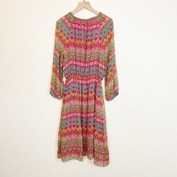 Diane Von Furstenberg Silk Peasant Parry Printed Blouson Dress Pink 8 - Picture 3 of 12